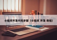 小程序开发代码步骤（小程序 开发 教程）