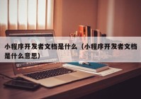 小程序开发者文档是什么（小程序开发者文档是什么意思）