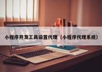 小程序开发工具设置代理（小程序代理系统）