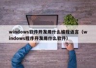 windows软件开发用什么编程语言（windows程序开发用什么软件）