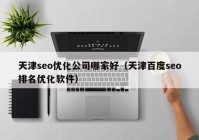 天津seo优化公司哪家好（天津百度seo排名优化软件）